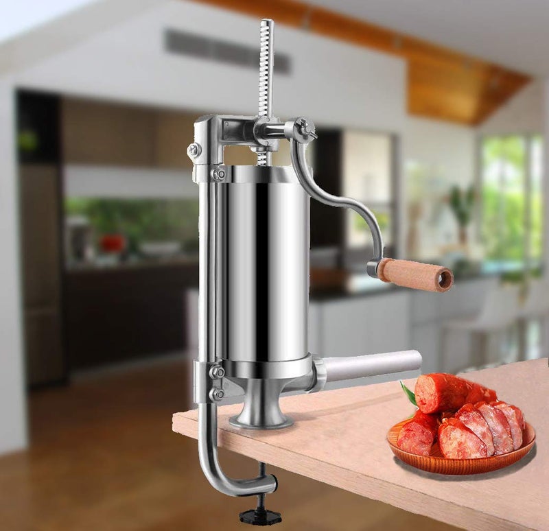 Meao Sausage Filler Stuffer Home Made Machine - Stainless Steel Vertical Sausage Maker with Suction Base and Manual Crank for Household Use or Commercial - Capacity 2.5 LBS #1 - Image 2